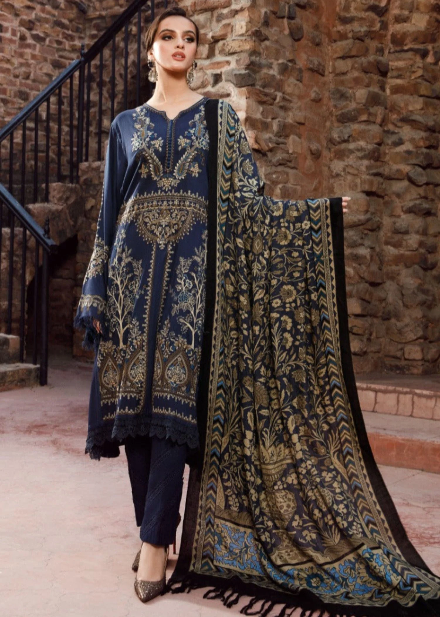 Navy Blue 3Pc Dhanak ZB-63